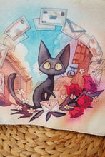 Load image into Gallery viewer, Black Delivery Cat Messenger Bag