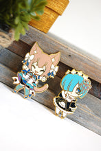 Load image into Gallery viewer, Best Girls- Pins Blue Twin and Cat Boy