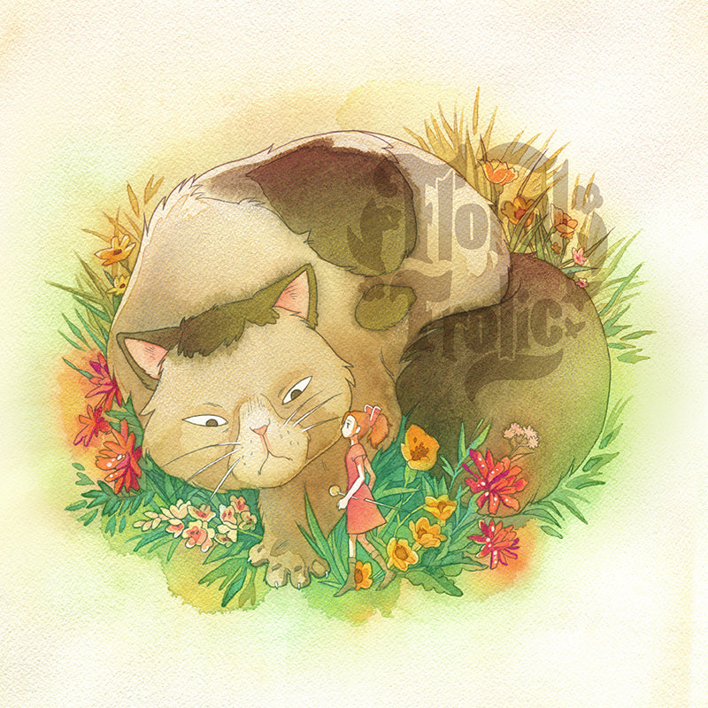 Big Cat Tiny Girl 11x11 Poster