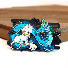 Load image into Gallery viewer, Dragon Goaticorn and Moon Fish Friends Pin
