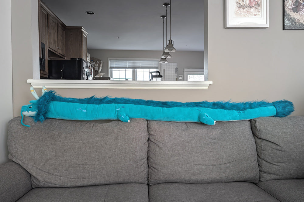 Teal Rain Dragon 6ft Long Giant Plush – FloralFrolicFoxes