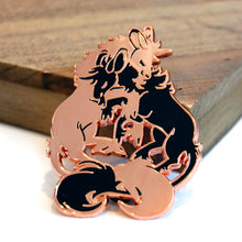 Load image into Gallery viewer, Hugging Unicorn Rose Gold Pin
