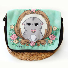Load image into Gallery viewer, Argyle Angry Cat Messenger Bag
