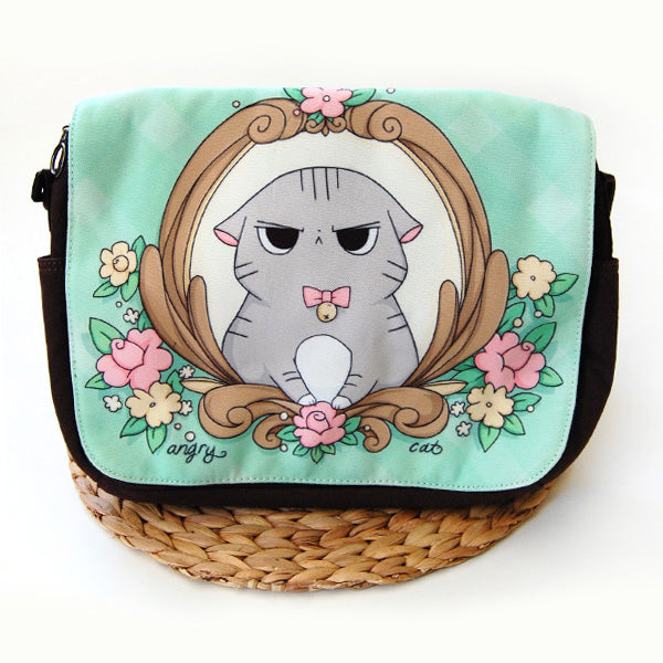 Argyle Angry Cat Messenger Bag