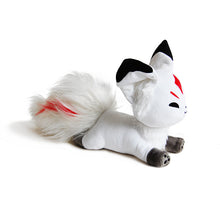 Load image into Gallery viewer, Queenie is a white kitsune fox with red markings! She has a big soft fluffy tail!

