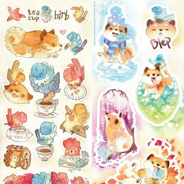 Tea Cup Birb and Blep Sticker Sheets